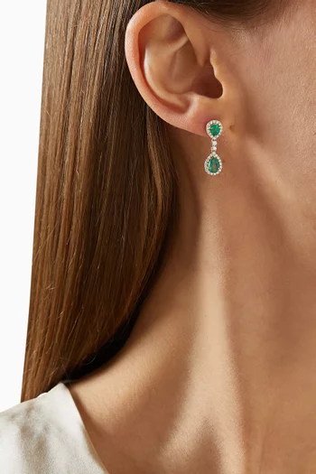 Rose Emerald & Diamond Earrings in 18kt Gold