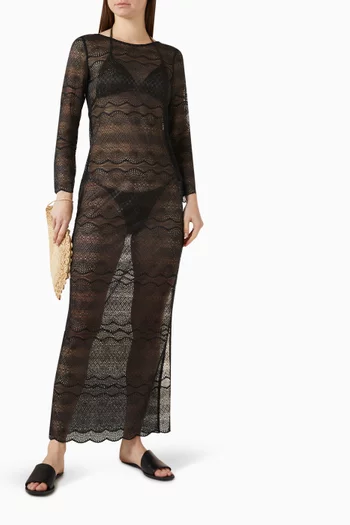 Aliona Sheer Maxi Dress in Lace