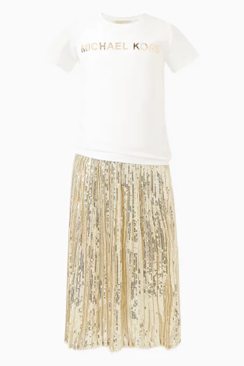 Pleated Sequin-embellished Skirt
