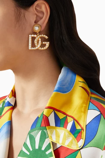 DG Logo Clip-on Earrings in Gold-tone Metal