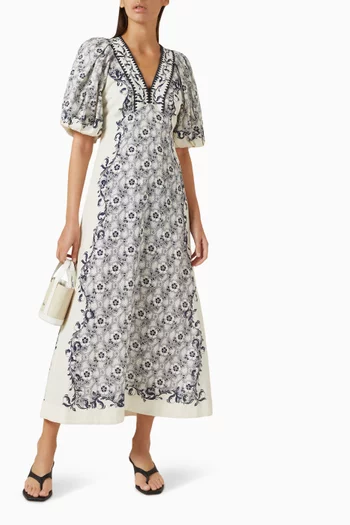 Airlie Midi Dress in Linen-blend