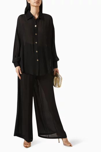 Mission Shirred Wide-leg Pants in Viscose