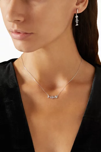 Wishbone Side Diamond Necklace in 18kt White Gold