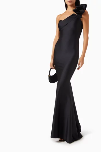 Ribbon One-Shoulder Gown