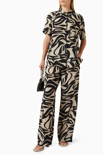 Abstract-print Resort Pants in Cupro