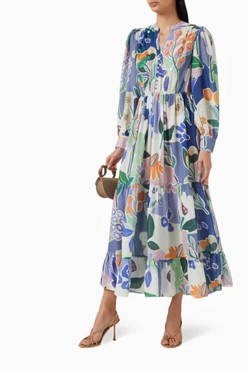 Astoria-C Printed Dress in Poly-linen