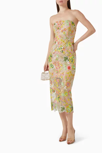 Kait Botanical Petal Sequin-embellished Dress