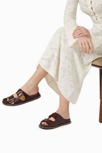 Rebecca Slide Sandals in Calfskin Leather