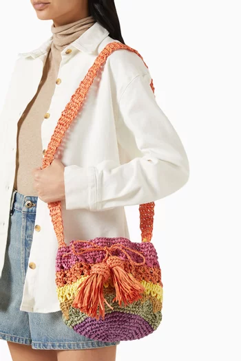 Swing Drawstring Bucket Bag in Crochet
