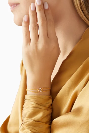 Diamond Arabic Initial Thread Bracelet, Letter 'J' in 18kt Yellow Gold
