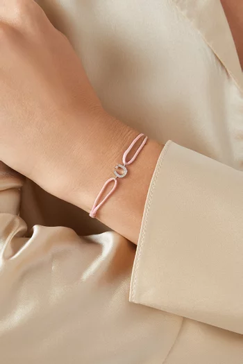 Diamond Arabic Initial Thread Bracelet, Letter 'N' in 18kt White Gold