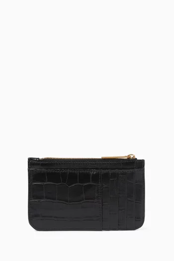 Monaco Long Coin & Card Holder in Puffy Croc-embossed Leather