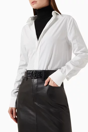 CL Logo Belt in Croc-embossed Leather, 40mm