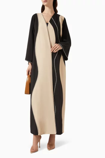 Two-toned 3D Flower Abaya in Crepe
