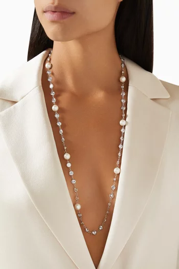 Claire Pearl & Crystal Necklace in 18kt Gold-plated Stainless Steel