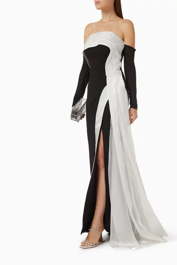 Monochrome Strapless Dress in Scuba-crepe