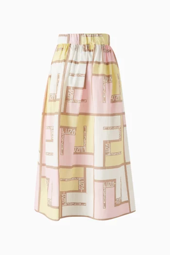 Logo Puzzle Print Skirt in Cotton