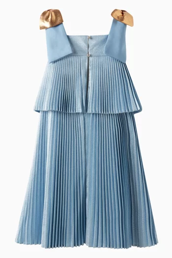Pleated Trapeze Dress in Lamé
