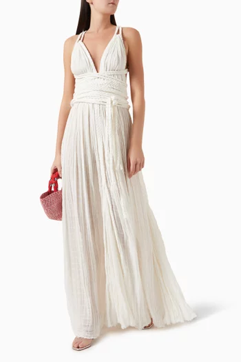 Gisella V-neck Gown in Cotton