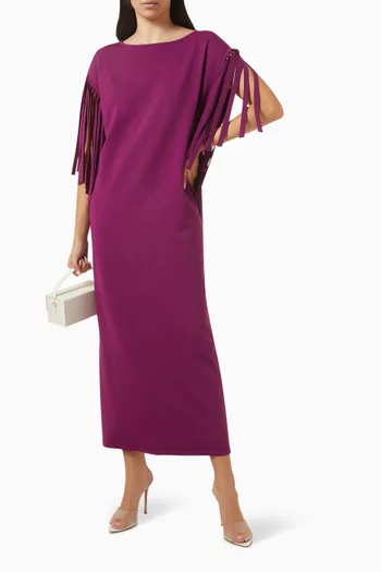 Fringe-sleeve Maxi Dress in Viscose-blend