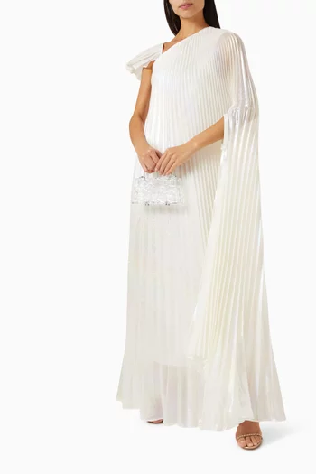 Mila Pleated One-shoulder Maxi Dress in Organza