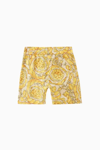 Barocco-print Shorts in Silk Twill