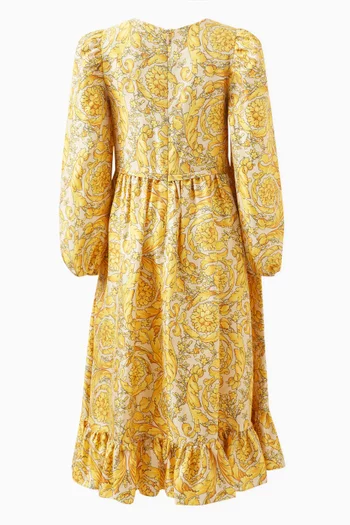 Barocco-print Dress in Silk Twill