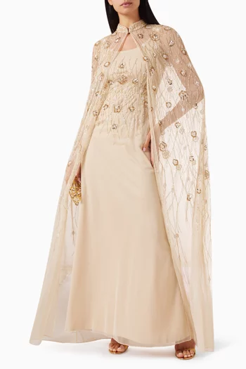 Sequin-embellished One-shoulder Dress in Net