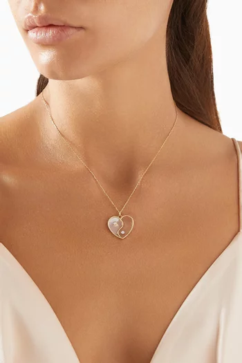 Yin Yang Heart Pendant Diamond Necklace in 18kt Yellow Gold