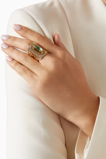 Noor Filigree Wide Ring in 18kt Gold-plated Metal