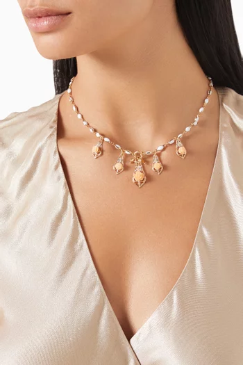 Miraflores Mother of Pearl Necklace in 14kt Gold-plated Metal