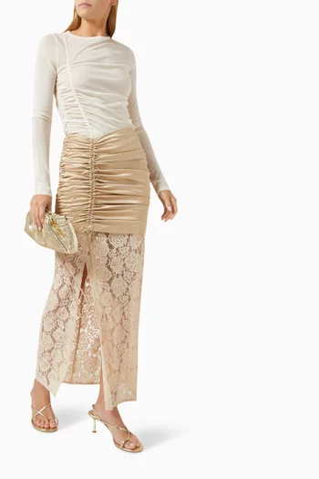 Eleanor Midi Skirt in Sateen & Lace