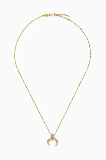 x Lucy Williams Horn Necklace in Pave and 18kt Gold Plated Vermeil