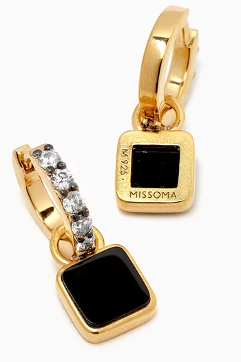 x Lucy Williams Square Black Onyx Mini Hoops in 18kt Recycled Gold Plated Vermeil