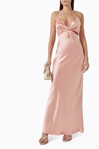 Hilary Cut-out Maxi Dress in Satin