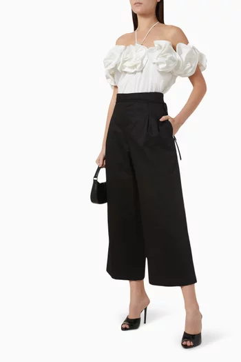 Waist-tie Cropped Pants in Cotton