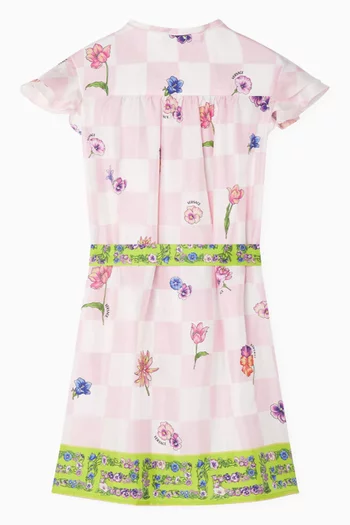 فستان بنمط قميص مزين بنقشة زهور حرير تويل