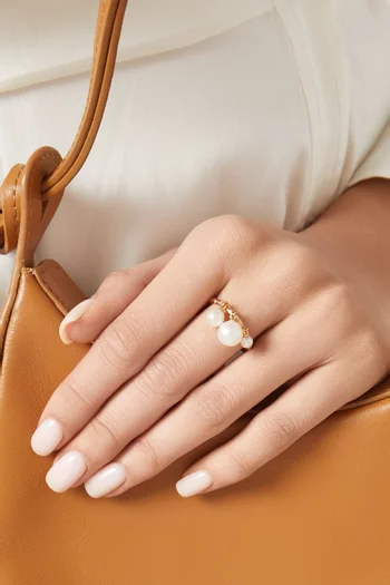 Bahar Pearls & Diamond Ring in 18kt Gold