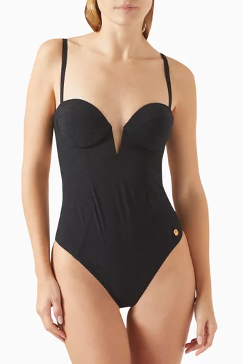 Medusa Coin One-piece Swimsuit in Stretch Jacquard