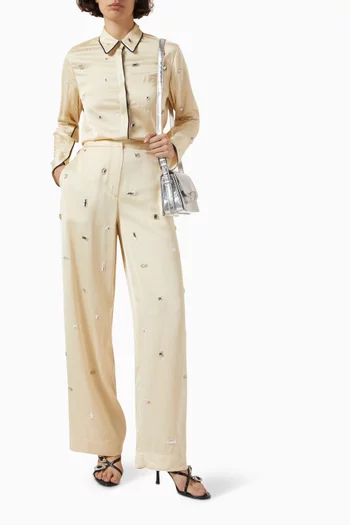 Halo Gem-embroidered PJ Trousers in Viscose