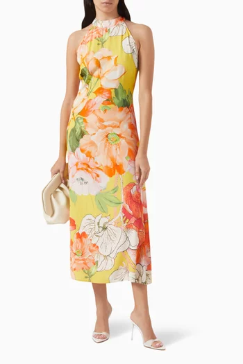 Floral-print Maxi Dress in Viscose-crepe