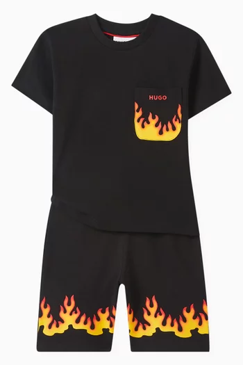 Fire-print Sweat Shorts in Cotton-blend Fleece