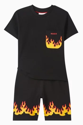 Fire-print T-shirt in Organic Cotton-jersey