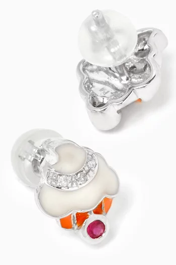 Enamel Diamond Earrings in 18kt White Gold