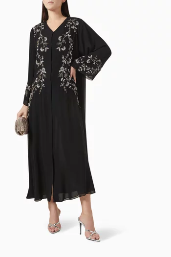 Bead Embellished Abaya in Double Chiffon
