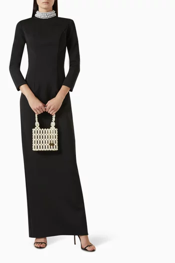 Pearl-embellished Choker Gown in Jersey