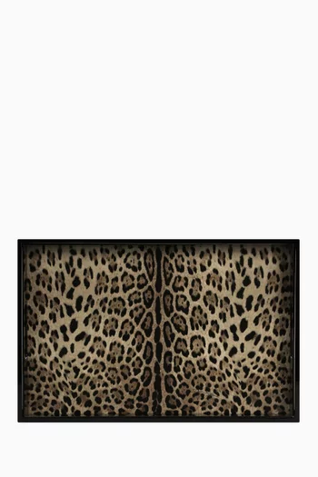 Leopard Rectangular Tray in Wood