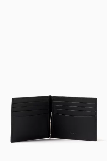 Logo Bifold Clip Wallet in Calf Leather