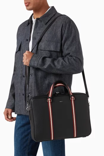 Code Briefcase In Grained Leather