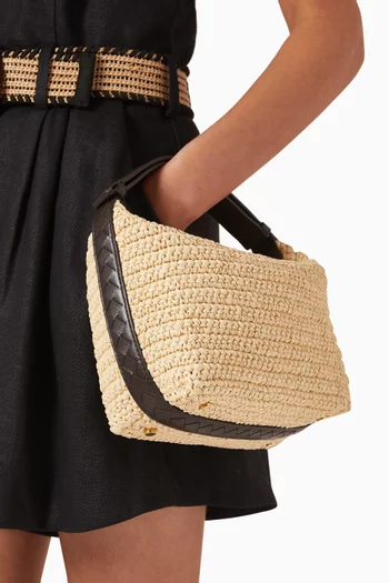 Mini Wallace Shoulder Bag in Raffia Crochet & Intrecciato Nappa